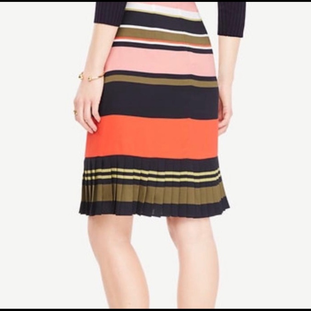 Ann Taylor Blue Flutter Striped Skirt